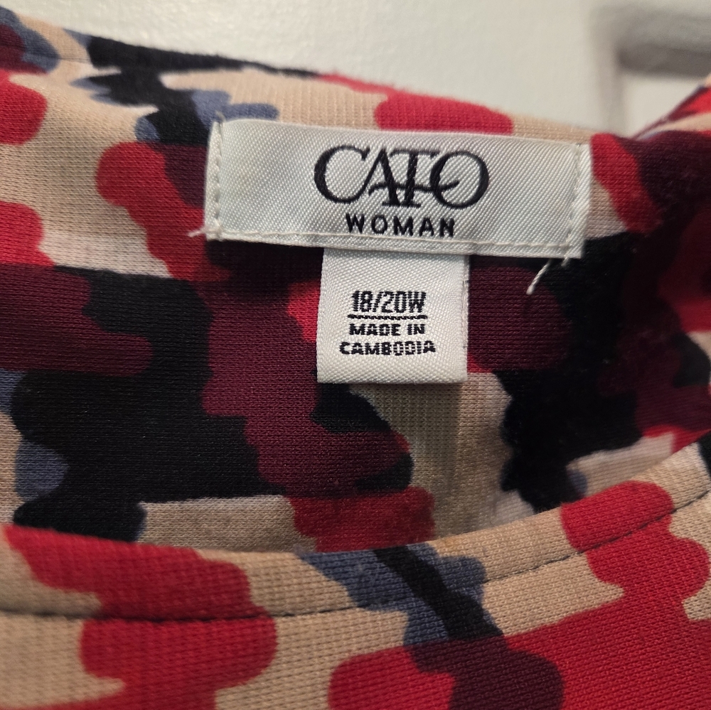 Cato's Red and Black Long Sleeve Sheath Dress - Picture 2 of 8